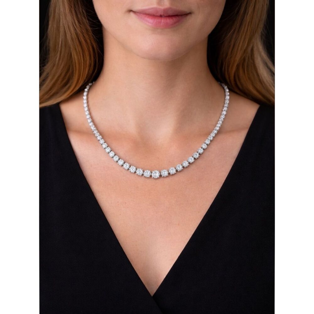 925 Sterling Silver & Cubic Zirconia Graduated 18” Tennis Necklace